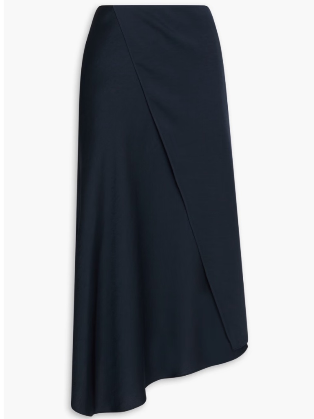 Vince Wrap-effect satin crepe Midi Skirt navy
